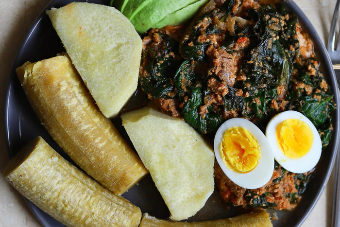 Nadia’s Ampesi With Kontomire Stew