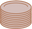 A simple illustration of a stack of round, brown plates or coins arranged one on top of the other.