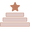 A simple illustration of three stacked rectangles in descending size with a star shape on top, all in a light brown color on a white background.