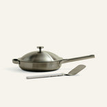 brushed chrome titanium fry pan