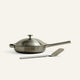 brushed chrome titanium fry pan